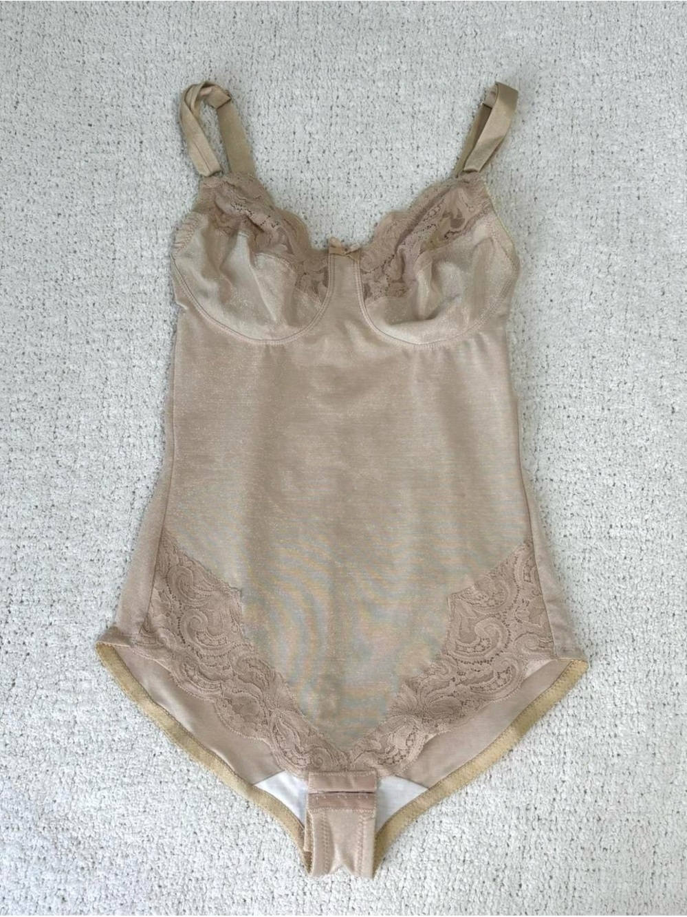 90s nude tan lace bustier bodysuit shapewear